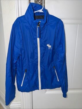 Abercrombie & Fitch Royal Blue Windbreaker Jacket with White Trim